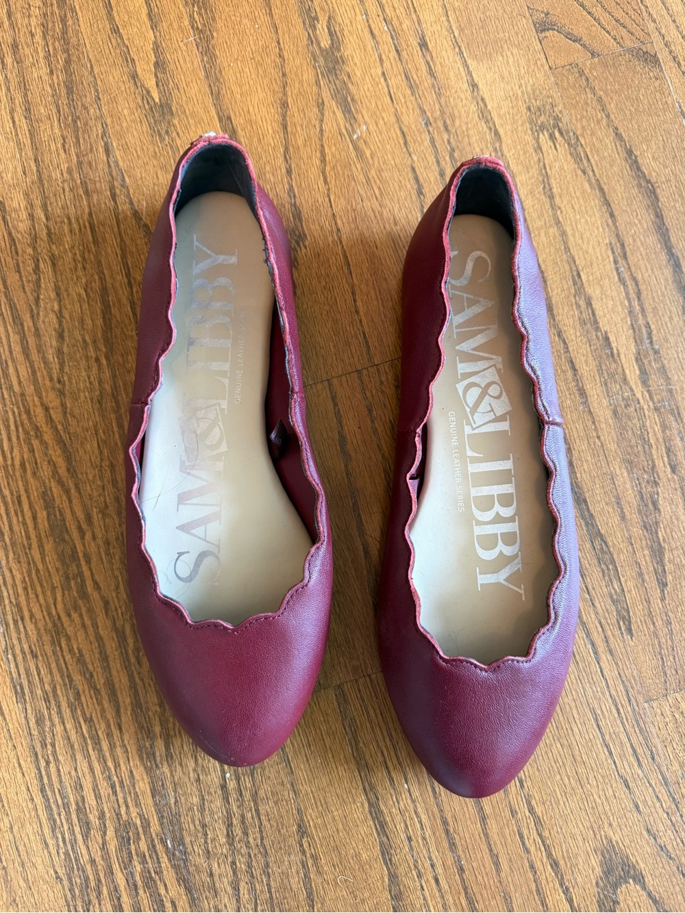 Sam & Libby Burgundy Leather Ballet Flats Size 9